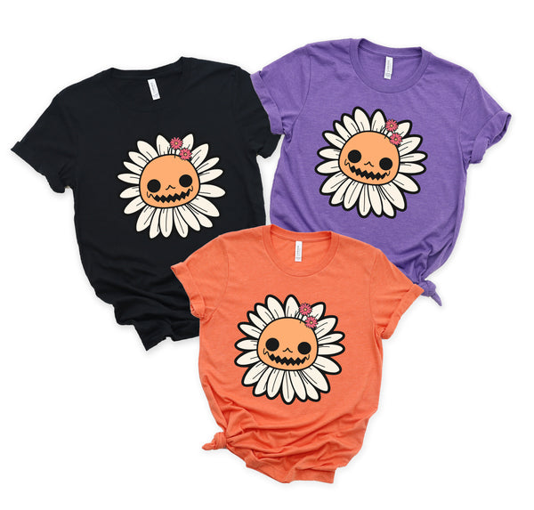 Pumpkin Flowers Shirt, Halloween T-Shirt, Spooky Shirt, Ghost Shirt, Women's Halloween Shirt, Halloween Party Shirt