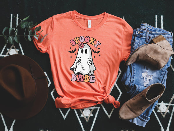Spooky Babe Shirt,Ghost Shirt, Halloween T-Shirt, Spooky Shirt, Ghost Shirt, Women's Halloween Shirt, Halloween Party Shirt