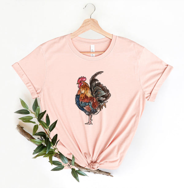 Watercolor Rooster Shirt, Retro Rooster Shirt, Rooster Shirt