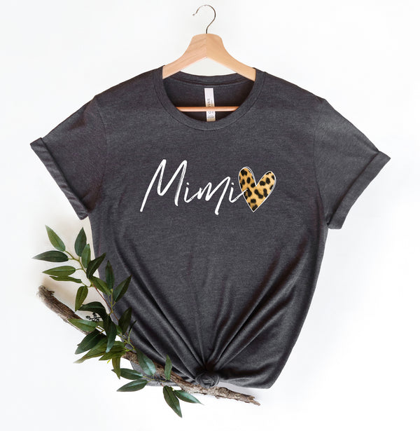 Leopard Mimi Shirt, Heart Shirt, Mama Shirt, Mimi Shirt