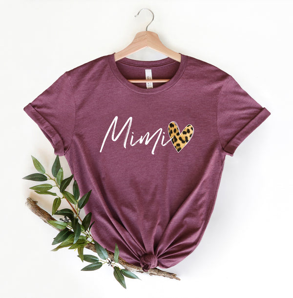 Leopard Mimi Shirt, Heart Shirt, Mama Shirt, Mimi Shirt