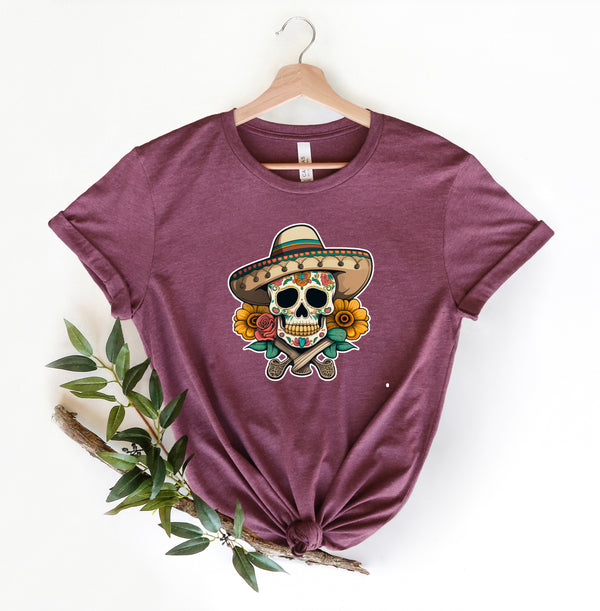 Happy Cinco de Mayo Shirt, Mexican Skull with Flowers Shirt, Sombrero Shirt, Mexican Shirt, Cinco De Mayo Party Shirt