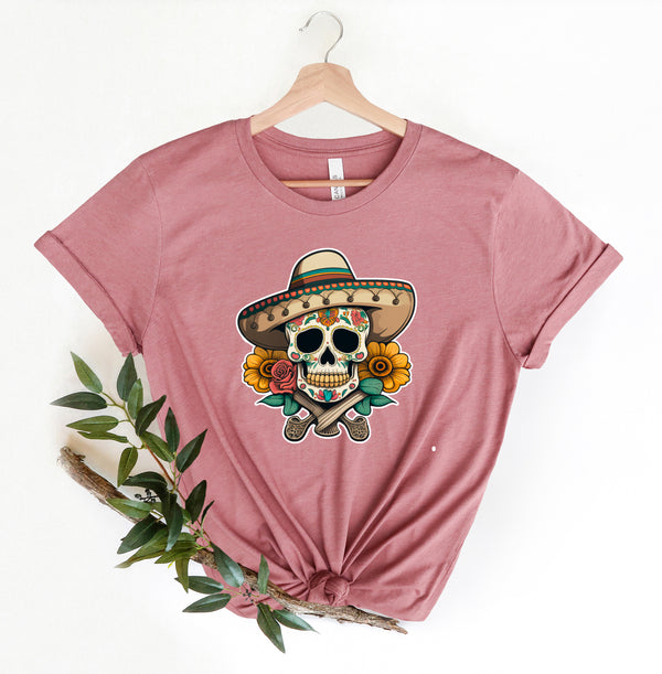 Happy Cinco de Mayo Shirt, Mexican Skull with Flowers Shirt, Sombrero Shirt, Mexican Shirt, Cinco De Mayo Party Shirt