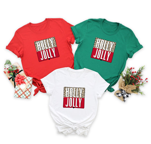 Holly Jolly Leopard Shirt, Christmas Gift, Christmas Shirt