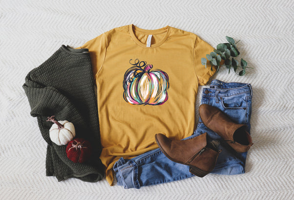 Pumpkin Shirt, Colorful Pumpkin Shirt, Watercolor Pumpkin Shirt