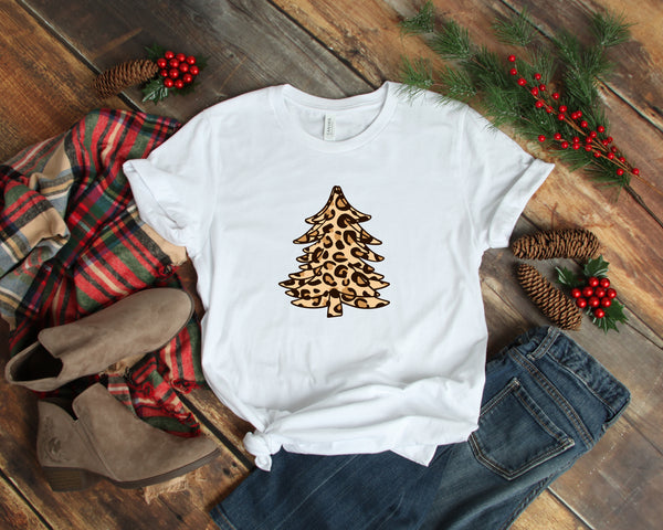 Leopard Christmas Tree Shirt, Christmas Shirts