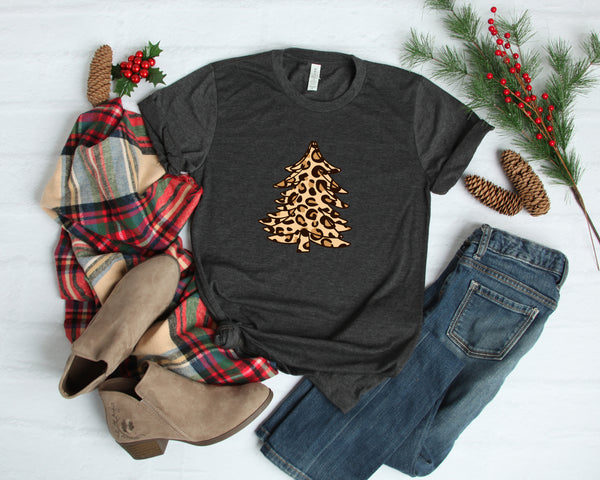 Leopard Christmas Tree Shirt, Christmas Shirts