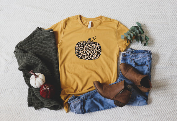 Leopard Pumpkin Shirt, Thanksgiving Shirt, Thankful Shirt