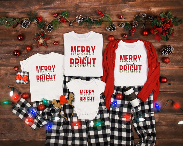 Merry And Bright Leopard Shirt, Christmas Shirt