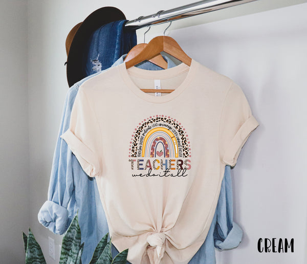 Teachers We Do It All Shirt, Teacher Rainbow Leopard Shirt